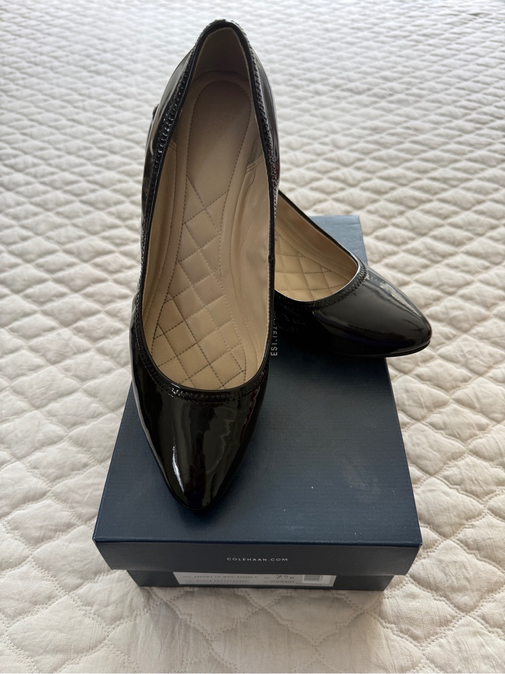Cole Haan Black Patent Pointed-Toe Wedges